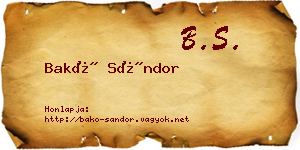 Bakó Sándor névjegykártya