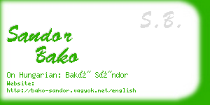 sandor bako business card